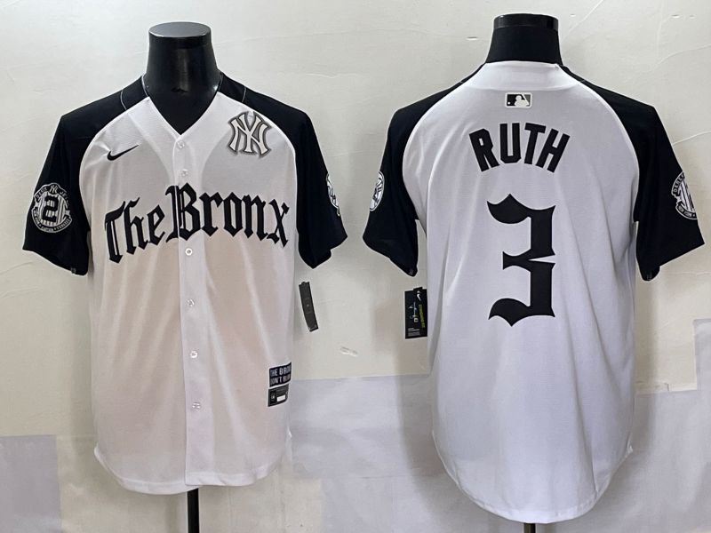 Men 2025 New York Yankees #3 Ruth White black Five generations Joint Name Nike MLB Jersey style 59->new york yankees->MLB Jersey